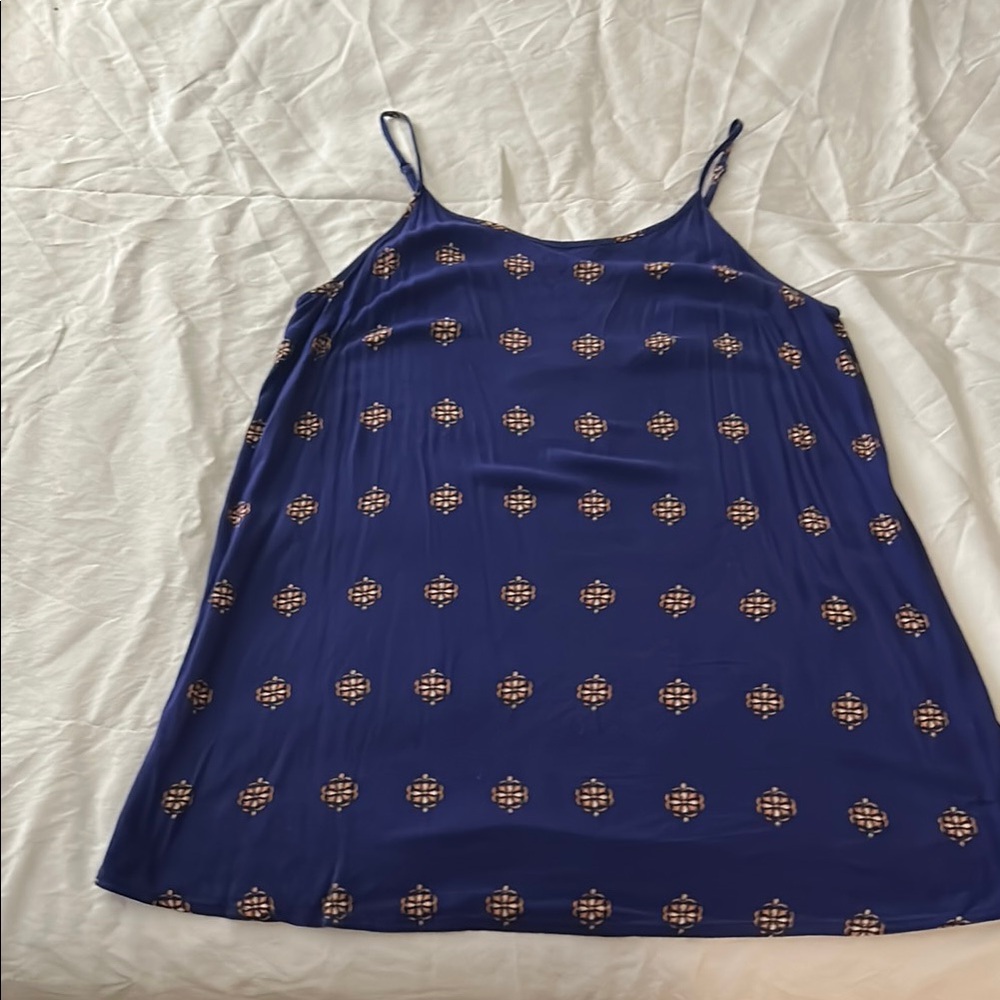 Blue Sleeveless Dress with Pattern